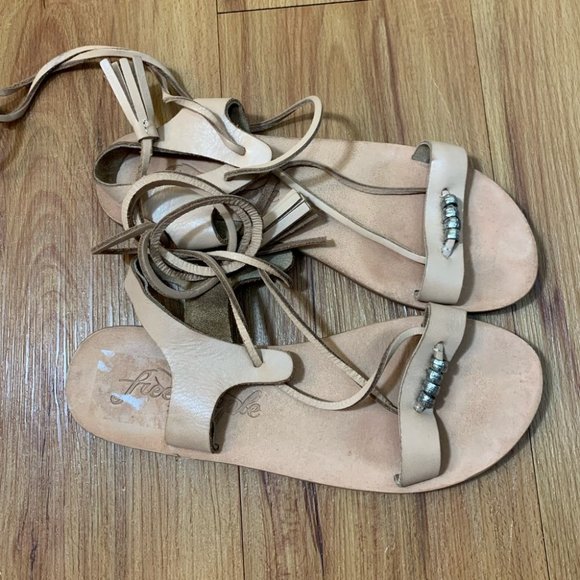 Free People Leather Bryn Marr Ankle Wrap Sandals - Picture 3 of 11